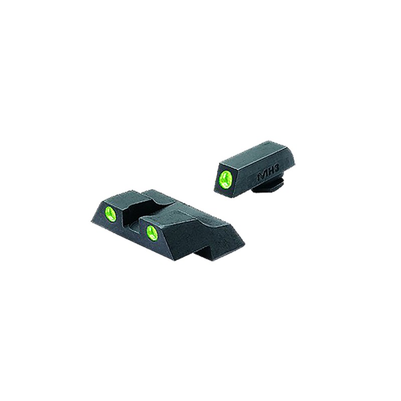 Meprolight USA 102263101 TruDot Sight Set Fixed Green Tritium Front  Rear Black Frame Compatible wGlock 2627 Front PostRear Dove