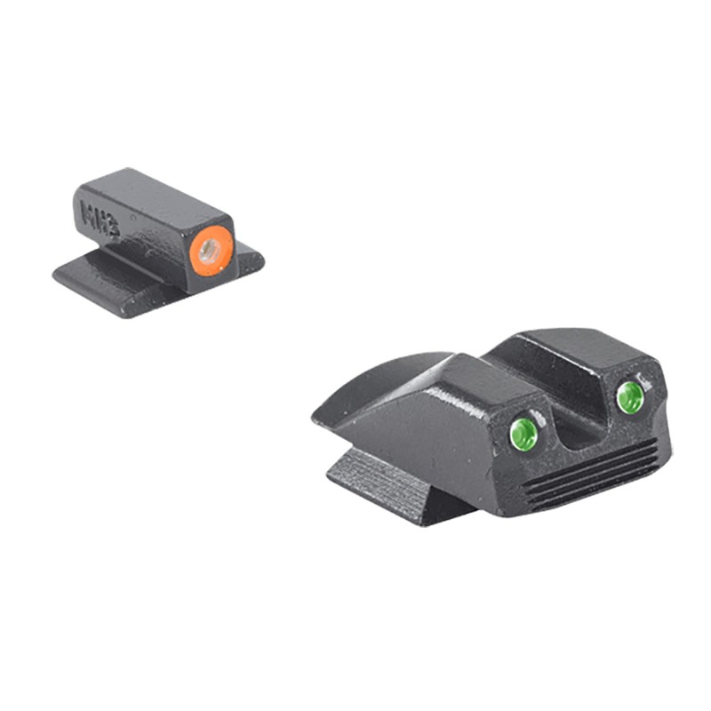 Meprolight USA 412293131 HyperBright  Black  Green Tritium with Orange Outline Front Sight Green Tritium with Black Outline Rear