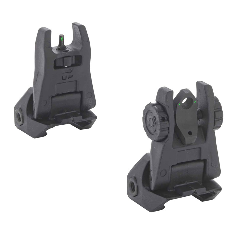 Meprolight USA 404100 FUBS Self Illuminated Flip Backup Sights  Black Green Tritium Front  Rear for AR15