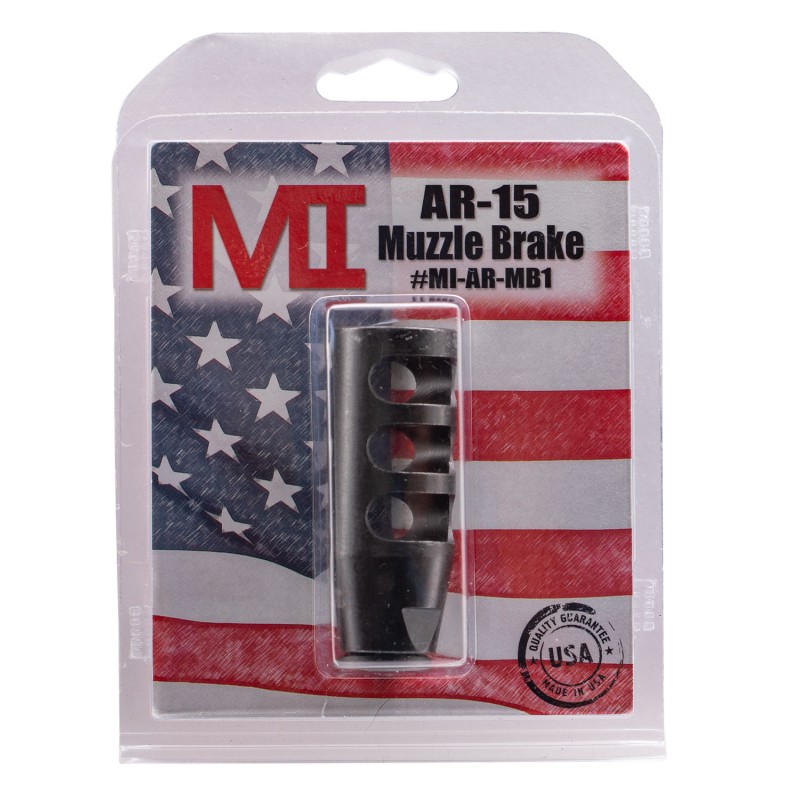 Midwest Industries MIARMB1 Muzzle Brake  Black Phosphate Steel with 1228 tpi Threads for 223 Rem 5.56x45mm NATO ARPlatform