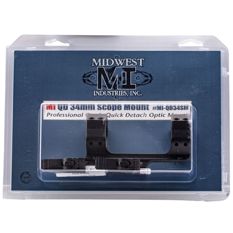 Midwest Industries MIQD34SM 34mm QD Scope MountRing Combo Black Hardcoat Anodized