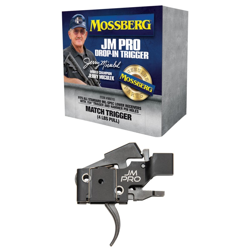 Mossberg 96010 JM Pro  Adjustable Match AR DropIn Trigger Fits AR15s  AR10s w.154 Trigger  Hammer Pin Holes FactorySet 4 Pound P