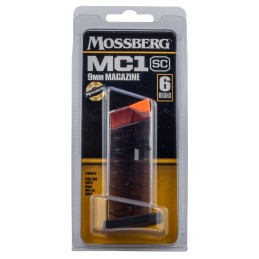 Mossberg 95415 MC1sc  Polymer 6rd Magazine Fits MC1sc 9mm Luger Clear Count Flush Fit Removeable Floor Plate HighVisibility Foll