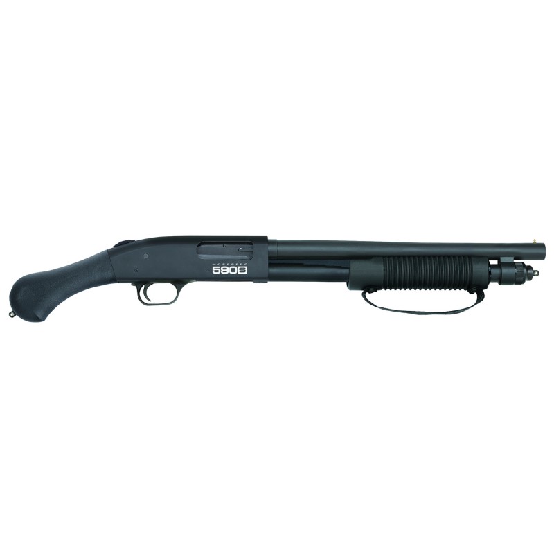 Mossberg 51601 590S Shockwave 12 Gauge 811.75 512.75 413 3 Chamber 14.375 Barrel Matte Blued Metal Finish Corncob Forend wStrap 