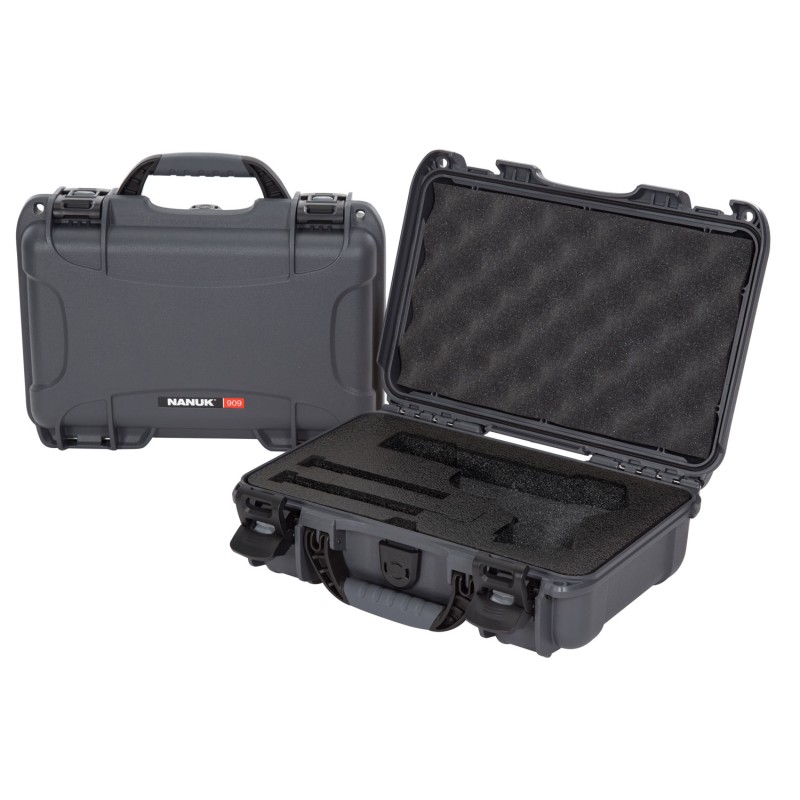 Nanuk 909CLASG7 909 Classic Gun Case Waterproof Graphite Resin with ClosedCell Foam Padding 11.44 L x 7 W x 3.68 H Interior Dime