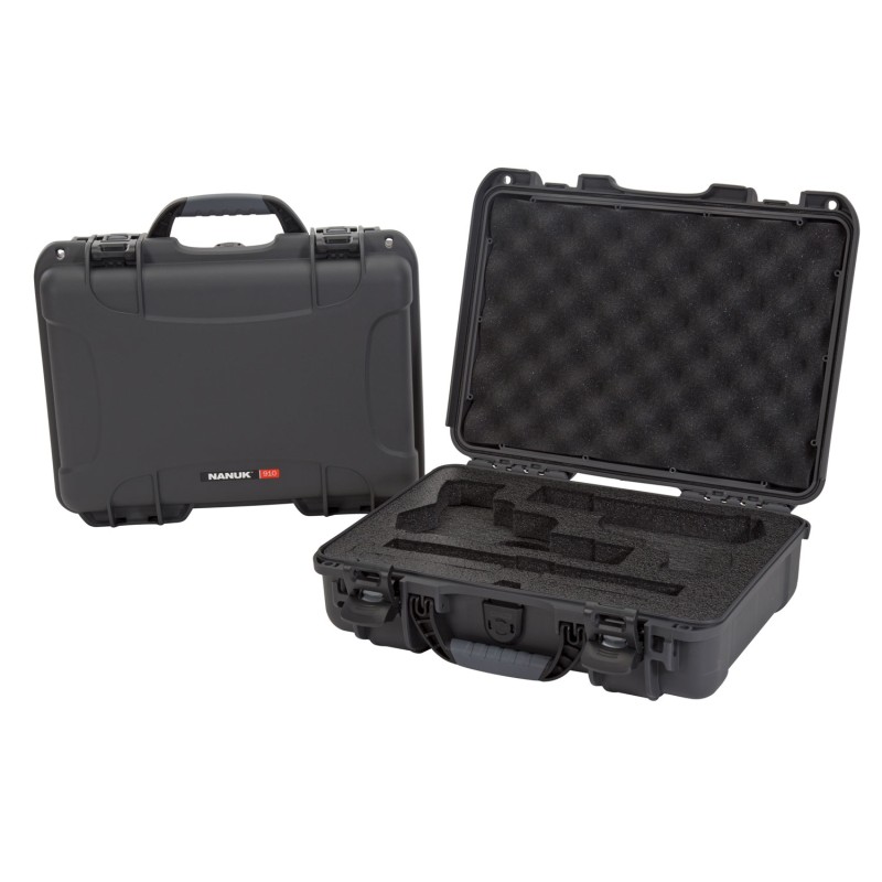 Nanuk 910CLASG7 910 Classic 2 Up Pistol Case Graphite Polymer with Latches  ClosedCell Foam Padding 13.20 L x 9.20 W x 4.10 H In