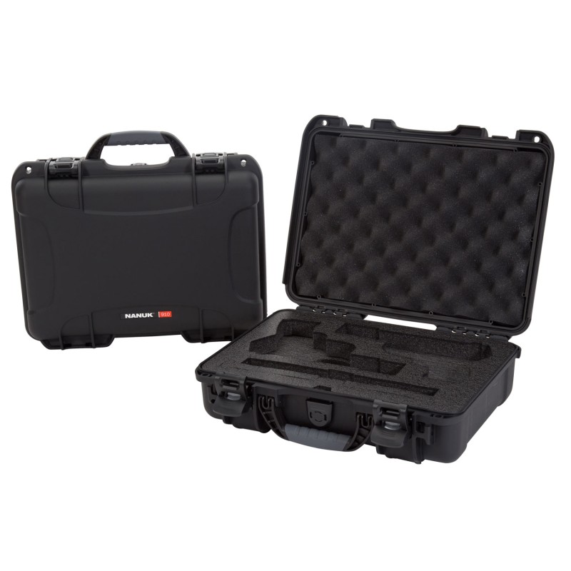 Nanuk 910CLASG1 910 Classic 2 Up Pistol Case Black Polymer with Latches  ClosedCell Foam Padding 13.20 L x 9.20 W x 4.10  H Inte