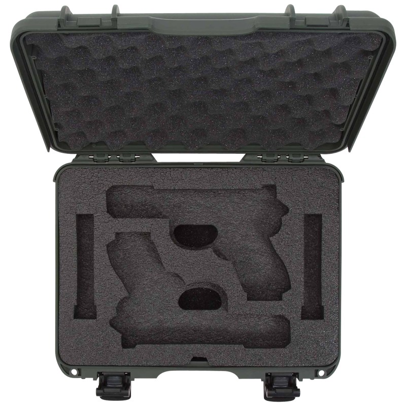 Nanuk 910GLOCK6 910 Glock Compatible 2 Up Pistol Case Olive Polymer with Latches ClosedCell Foam Padding  Airline Approved 13.20