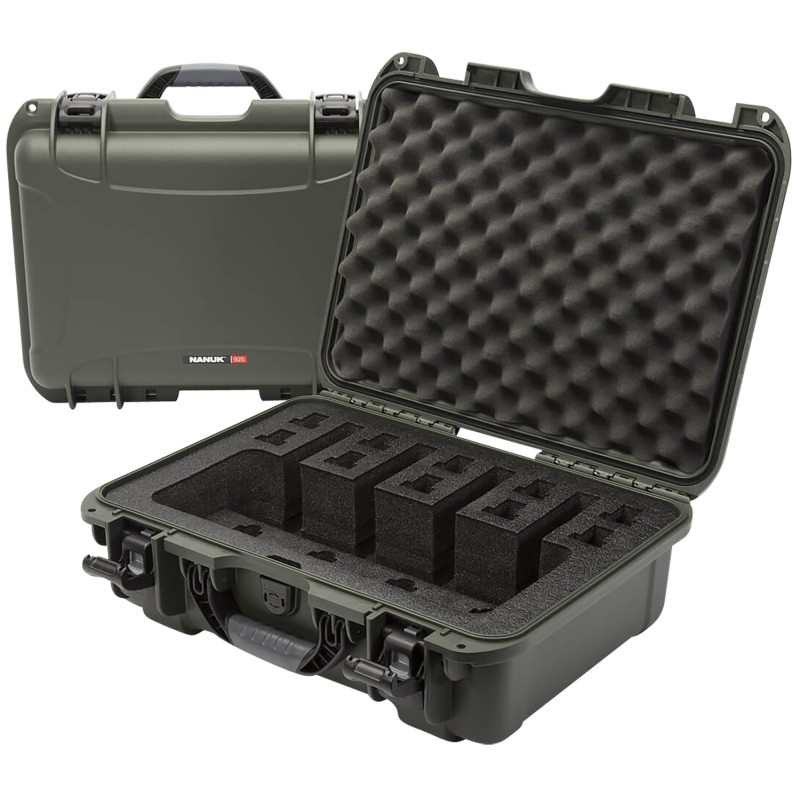 Nanuk 9254UP6 925 4 UP Pistol Case Waterproof Olive Resin with ClosedCell Foam Padding 17 L x 11.80 W x 6.40 H Interior Dimensio