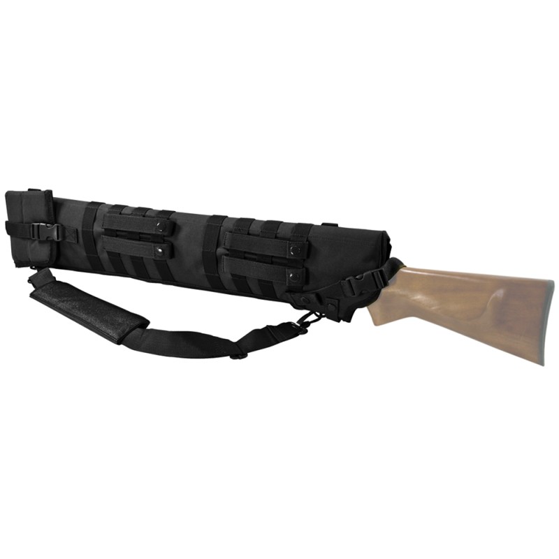 NcStar CVSCB2917B VISM Shotgun Scabbard made of 600D PVC with Black Finish MOLLE Webbing DRing 4 PAL Straps  Adjustable Retentio