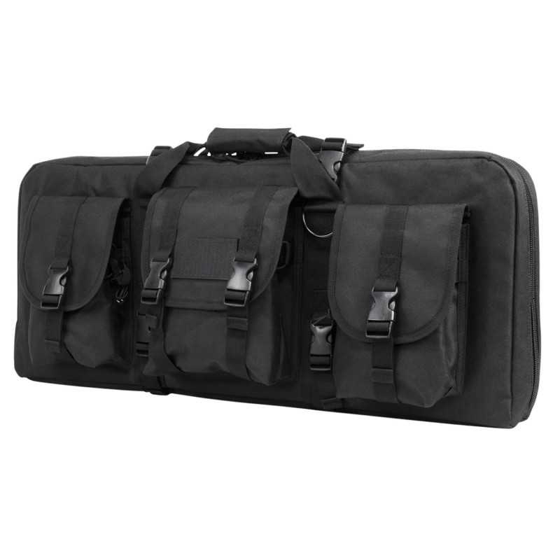 NcStar CVCPD2962B28 VISM Deluxe SubGun Case 28 Black PVC Fabric with Exterior Pockets Zippers  Padding for 2 AR or AK Pistols