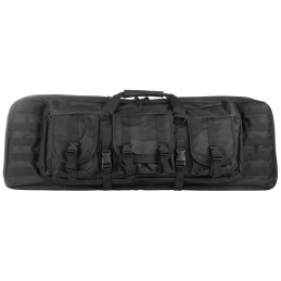 NcStar CVDC2946B36 VISM Double Carbine Case Black PVC Nylon with Foam Padding Lockable Zippers Pockets  MOLLE Webbing  36 L x 13