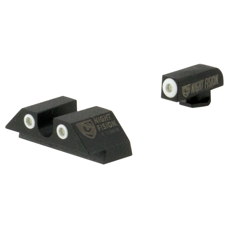 Night Fision GLK001007WGW Tritium Night Sights For Glock  Black  Green Tritium White Ring Front Sight Green Tritium White Ring R