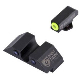 Night Fision GLK001007YGZ Tritium Night Sights For Glock  Black  Green Tritium Yellow Ring Front Sight Green Tritium Black Ring 