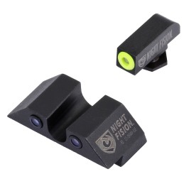 Night Fision GLK003007YGZ Tritium Sight Set  UNotch Rear Yellow Ring Tritium FrontBlack Ring RearBlack Frame Compatible wGlock 4