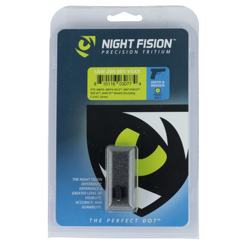 Night Fision SAW200001YGX Tritium Night Sights for Smith  Wesson  Black  Green Tritium Yellow Ring Front Sight