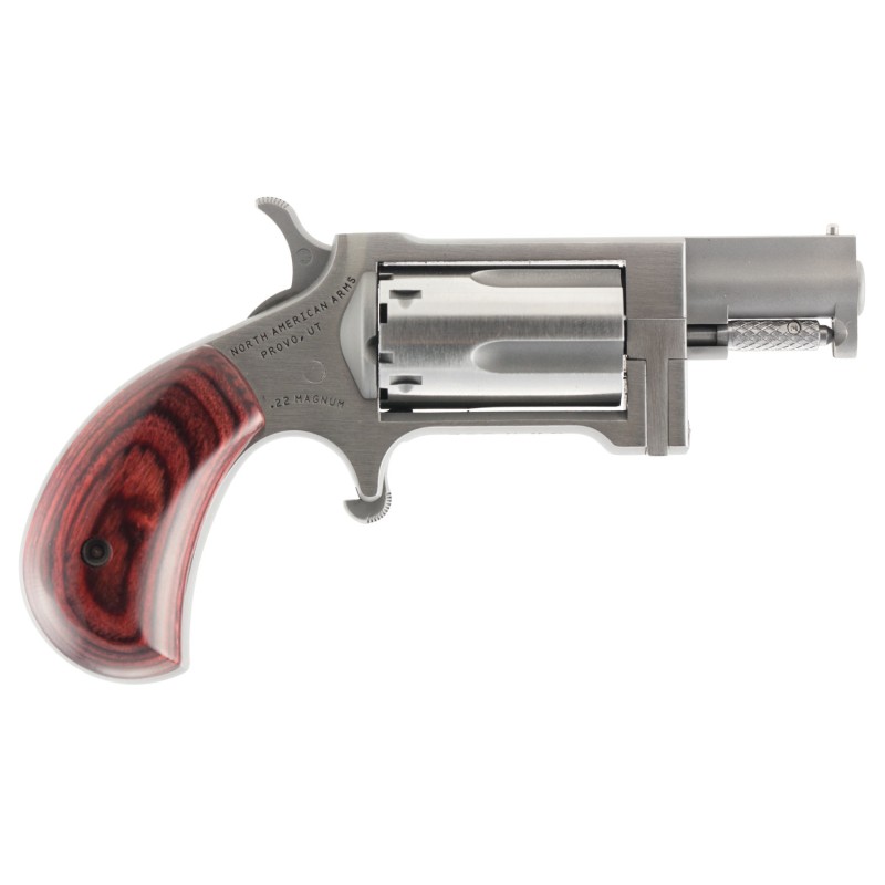 North American Arms SW Sidewinder  22 WMR 5rd 1.50 Barrel Overall Stainless Steel Finish  Rosewood Birdshead Grip