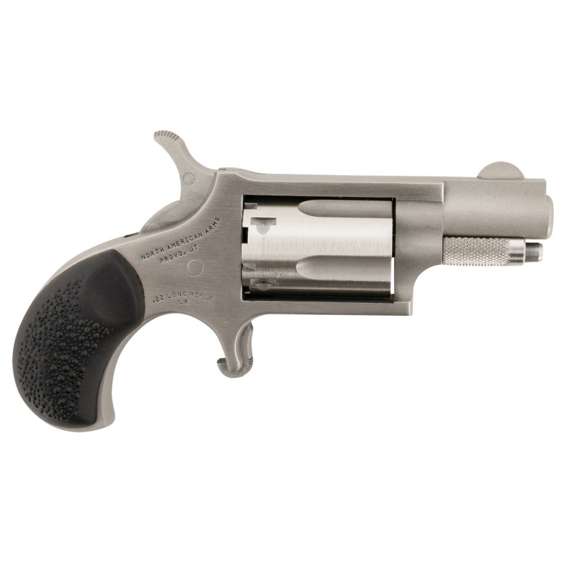 North American Arms 22LRGRCHS MiniRevolver Carry Combo 22 LR 5 Shot 1.13 Barrel Stainless Steel BarrelCylinderFrame Black Rubber