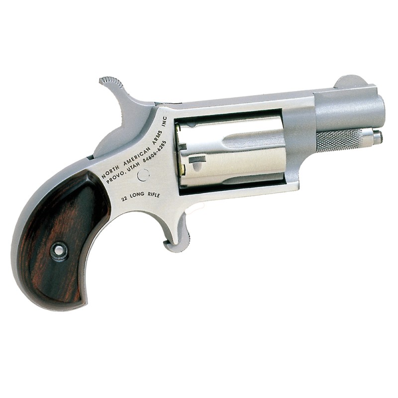 North American Arms 22LR MiniRevolver CA Compliant 22 LR 5 Shot 1.13 Barrel Overall Stainless Steel Finish Rosewood Birdshead Gr