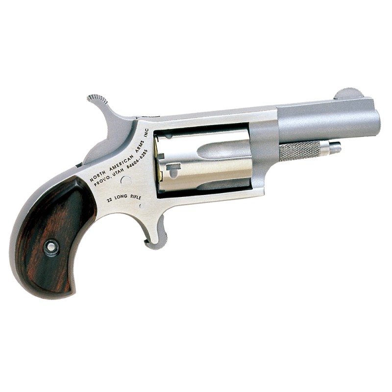 North American Arms 22LLR MiniRevolver  22 LR 5 Shot 1.63 Barrel Overall Stainless Steel Finish Rosewood Birdshead Grip