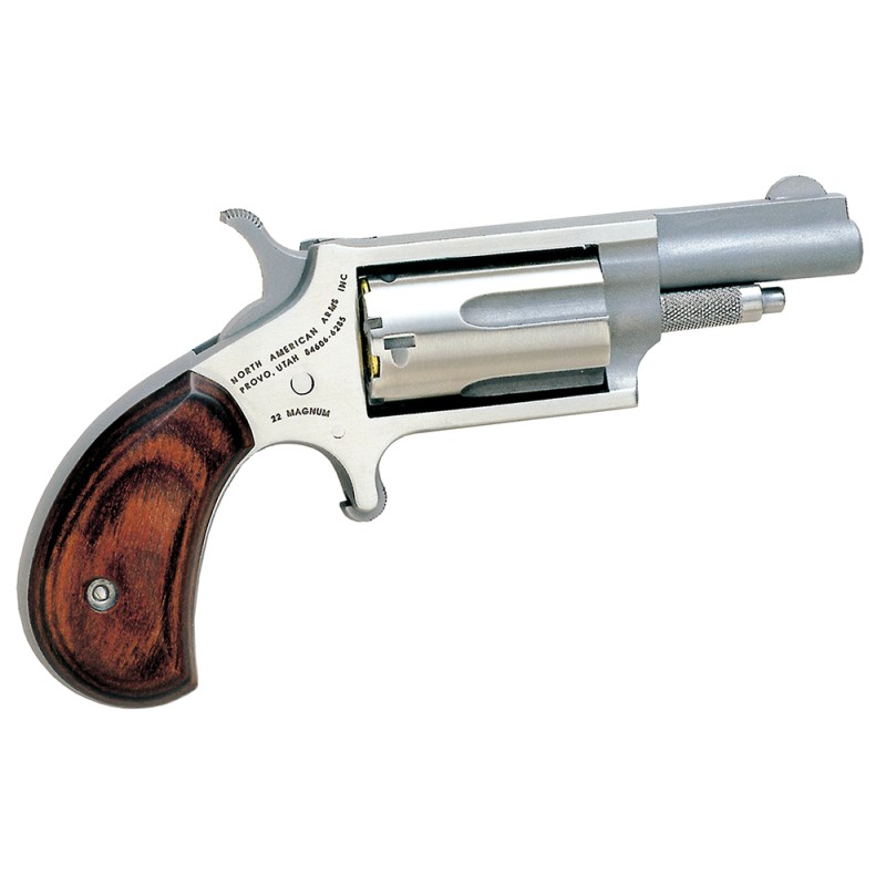 North American Arms 22M MiniRevolver  22 WMR 5 Shot 1.63 Barrel Overall Stainless Steel Finish Rosewood Grip