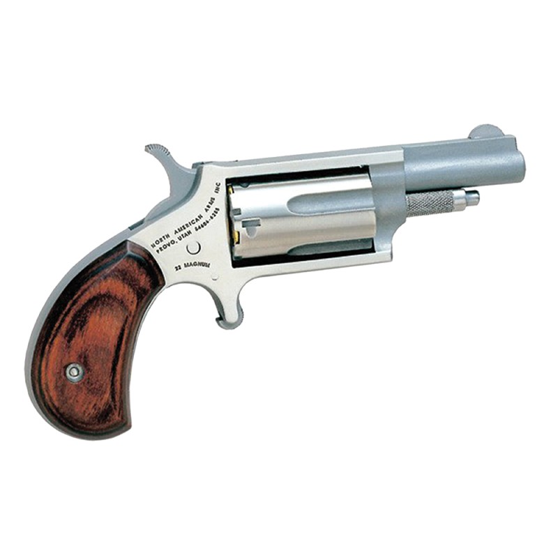 North American Arms 22MC MiniRevolver  22 LR or 22 WMR 5 Shot 1.63 Barrel Overall Stainless Steel Finish Rosewood Grip Includes 