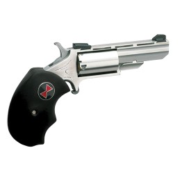 North American Arms BWM Black Widow  22 WMR 5 Shot 2 Barrel Overall Stainless Steel Finish Finger Grooved Black Rubber Grip Fixe