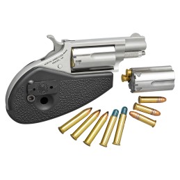 North American Arms 22MSCHG MiniRevolver  22 LR or 22 WMR 5 Shot 1.13 Barrel Overall Stainless Steel Finish Black Synthetic Hols