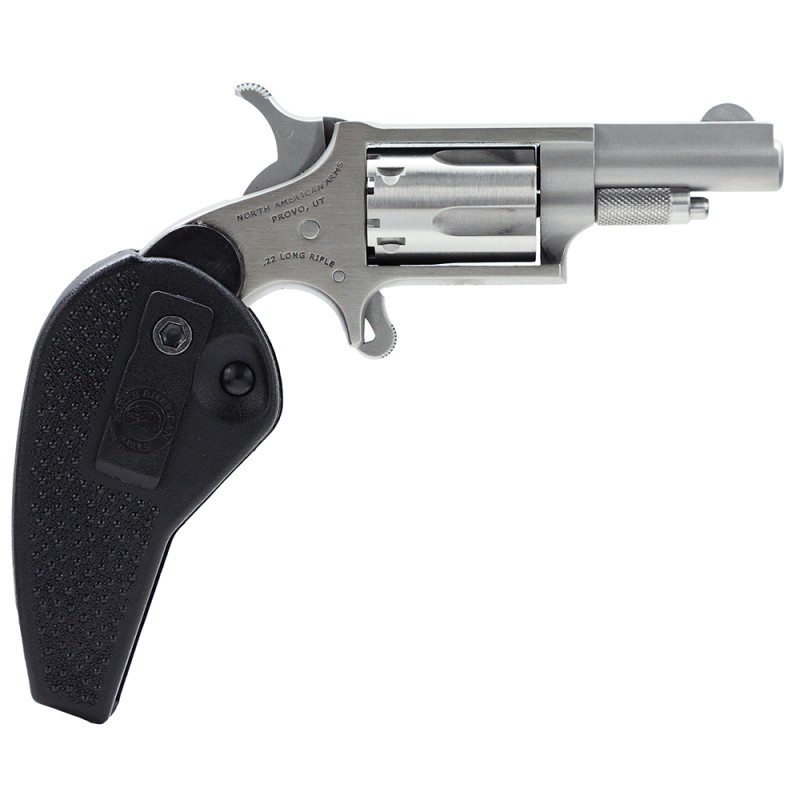 North American Arms 22LLRHG MiniRevolver  22 LR 5 Shot 1.63 Barrel Overall Stainless Steel Finish Black Synthetic Holster Grip