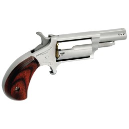 North American Arms NAA22MP MiniRevolver  22 WMR 5 Shot 1.63 Ported Barrel  Overall Stainless Steel Finish Rosewood Birdshead Gr