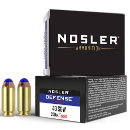 Nosler 39515 Defense Handgun 40 SW 200 gr Bonded Performance Tipped 20 Per Box 10 Case