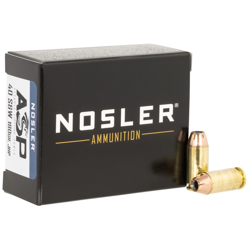 Nosler 51279 Assured Stopping Power Handgun 40 SW 180 gr Jacket Hollow Point 20 Per Box 20 Case