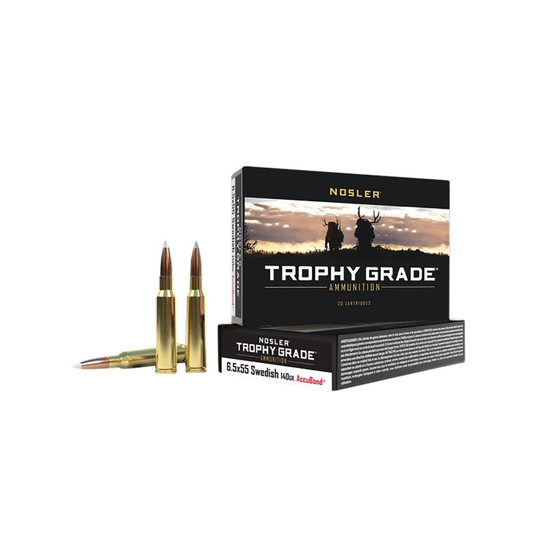 Nosler 60022 Trophy Grade  6.5x55 Swedish 140 gr Nosler AccuBond 20 Per Box 10 Case