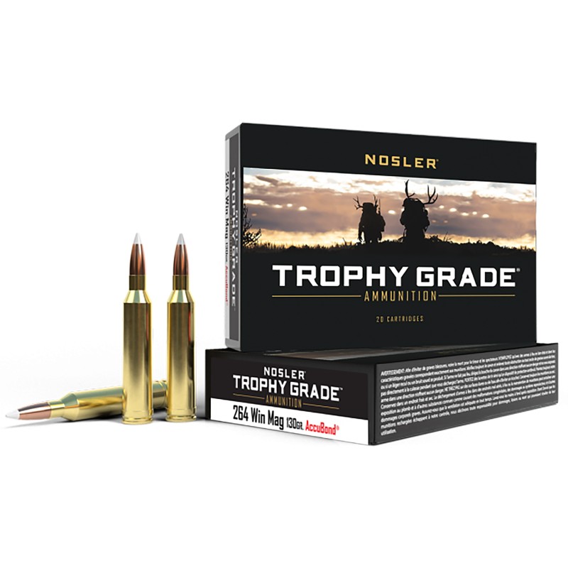 Nosler 60019 Trophy Grade  264 Win Mag 130 gr Nosler AccuBond 20 Per Box 10 Case