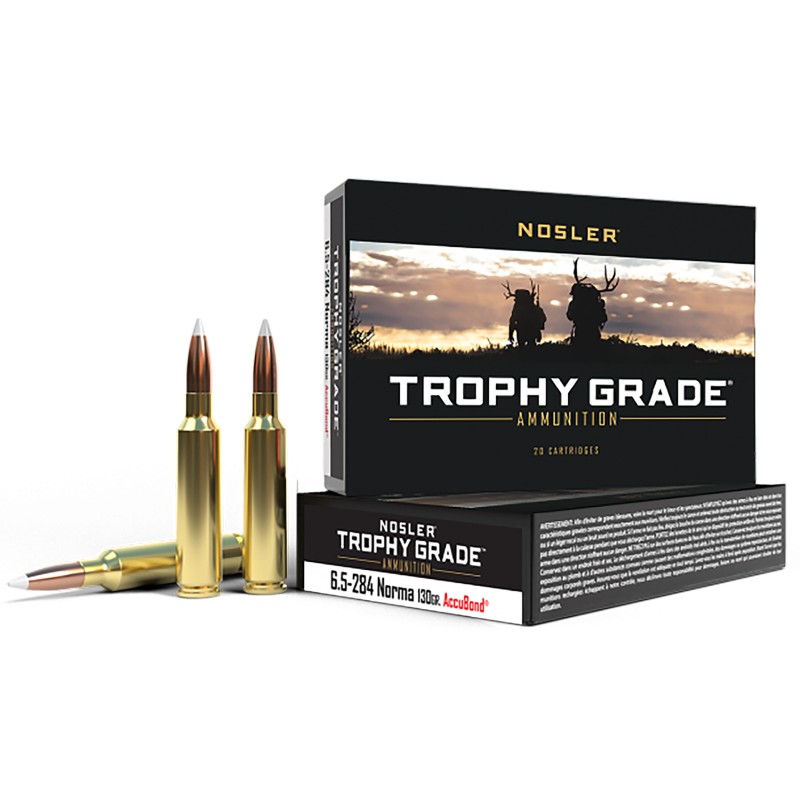 Nosler 60021 Trophy Grade  6.5x284 Norma 130 gr Nosler AccuBond 20 Per Box 10 Case