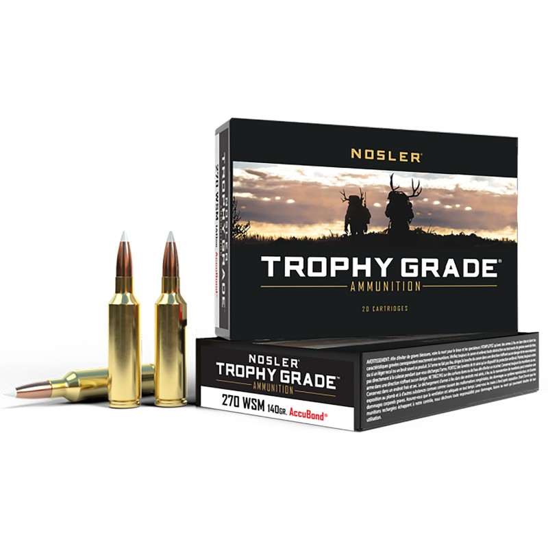 Nosler 60030 Trophy Grade  270 WSM 140 gr Nosler AccuBond 20 Per Box 10 Case