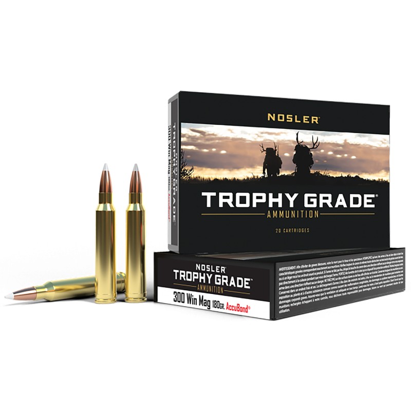 Nosler 60059 Trophy Grade  300 Win Mag 180 gr Nosler AccuBond 20 Per Box 10 Case