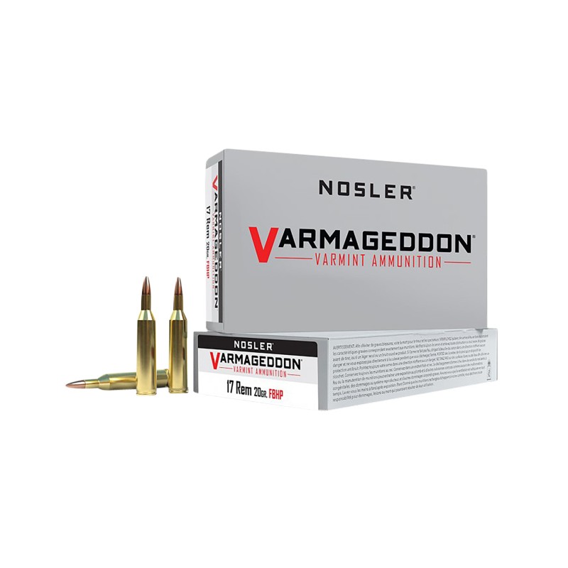 Nosler 65100 Varmageddon  17 Rem 20 gr Flat Base Hollow Point 20 Per Box 20 Case