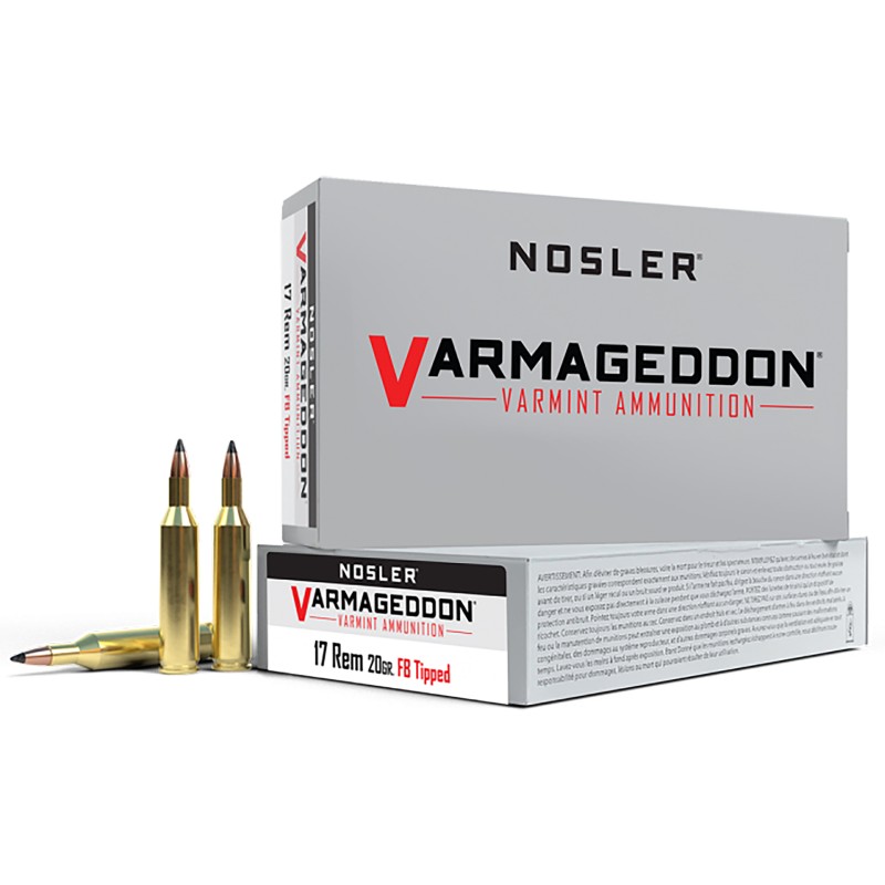 Nosler 65105 Varmageddon  17 Rem 20 gr Flat Base Tipped 20 Per Box 20 Case