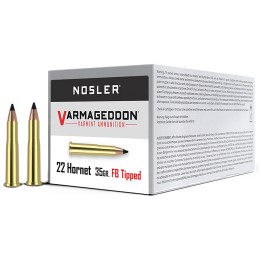 Nosler 41132 Varmageddon  22 Hornet 35 gr Flat Base Tipped 50 Per Box 6 Case