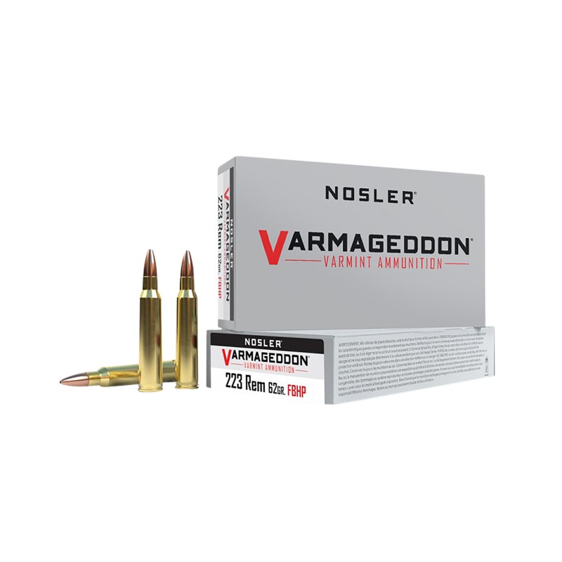 Nosler 40223 Varmageddon  223 Rem 62 gr Flat Base Hollow Point 20 Per Box 20 Case