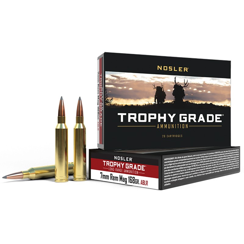 Nosler 60108 Trophy Grade LongRange 7mm Rem Mag 168 gr Nosler Spitzer AccuBond Long Range 20 Per Box 10 Case