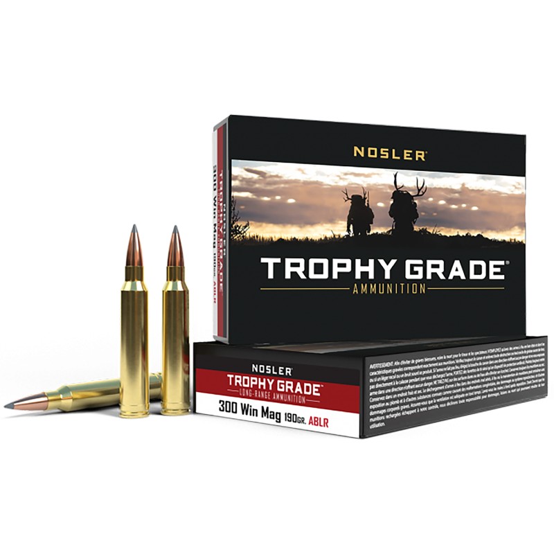 Nosler 60126 Trophy Grade LongRange 300 Win Mag 190 gr Nosler Spitzer AccuBond Long Range 20 Per Box 10 Case