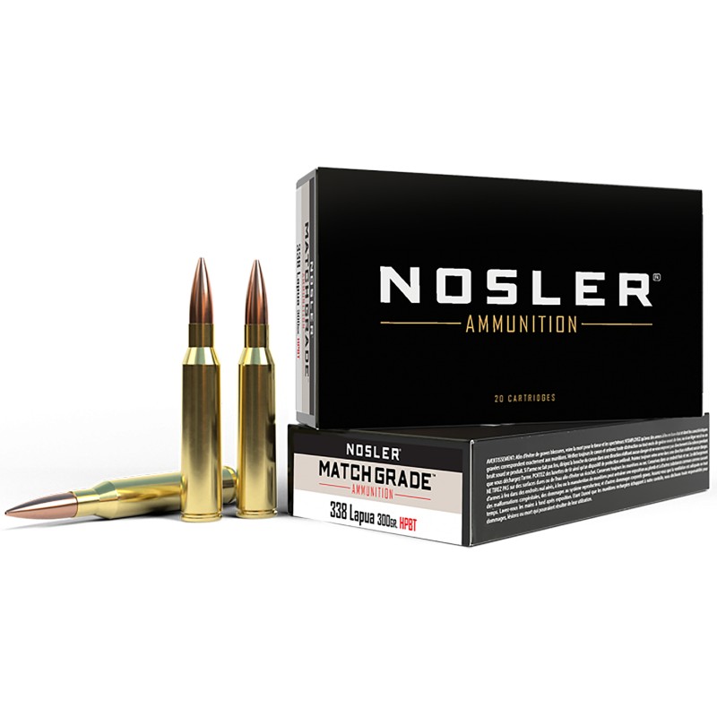 Nosler 43136 Match Grade  338 Lapua Mag 300 gr Custom Competition Hollow Point Boat Tail 20 Per Box 10 Case