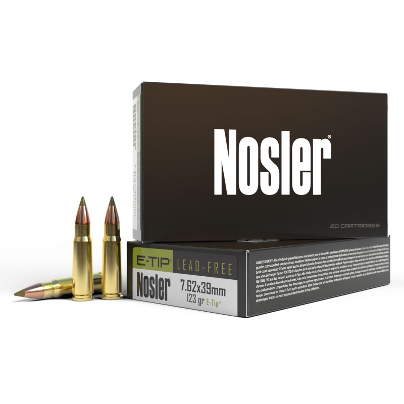 Nosler 40040 ETip  7.62x39mm 123 gr E Tip Boat Tail 20 Per Box 10 Case