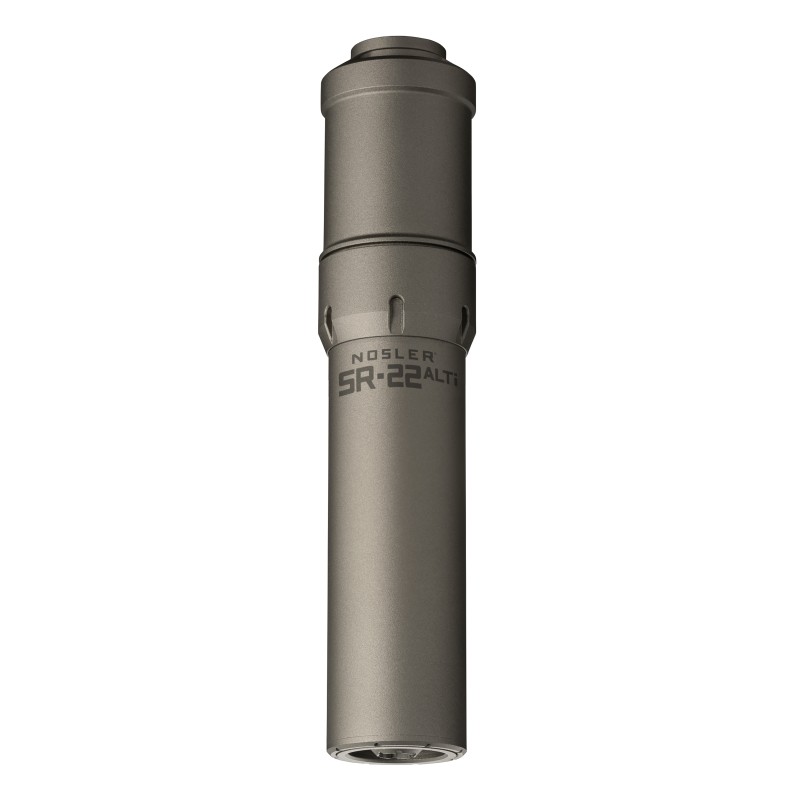 Nosler 90602 SR22ALTI  22 Cal 1.74D Gray Finish Made of Aluminum Titanium with 12 28 tpi Thread Pattern