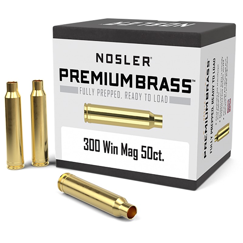 Nosler 10227 Premium Brass Unprimed Cases 300 Win Mag Rifle Brass 50 Per Box