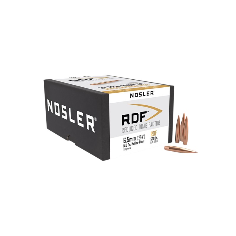 Nosler 49825 RDF Match 6.5 Creedmoor .264 140 gr Hollow Point Boat Tail 500 Per Box