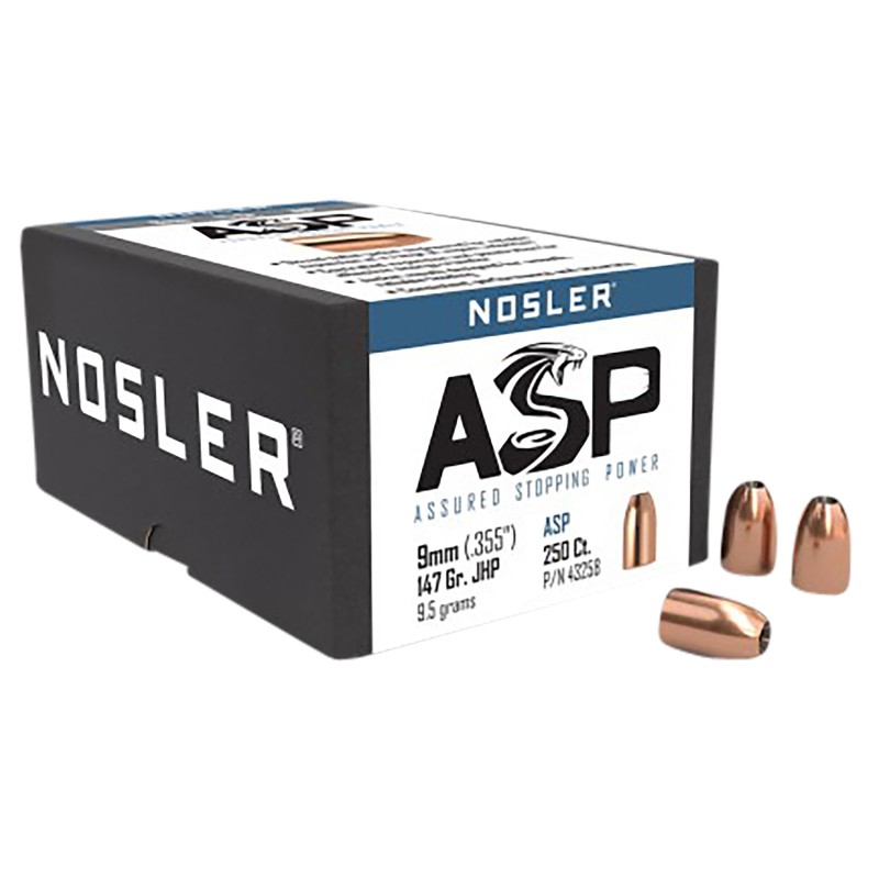 Nosler 43258 Assured Stopping Power  9mm .355 147 gr Jacketed Hollow Point 250 Per Box