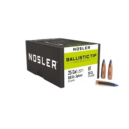 Nosler 25100 Ballistic Tip  25 Caliber .257 100 GR Spitzer 50 Per Box